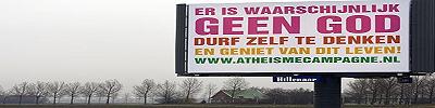 Atheistisch billboard langs A4